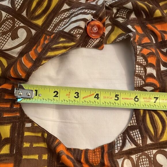 Vintage 1970s Brown Kitchen Bib Apron One Size Pocket Handmade - Picture 7 of 9